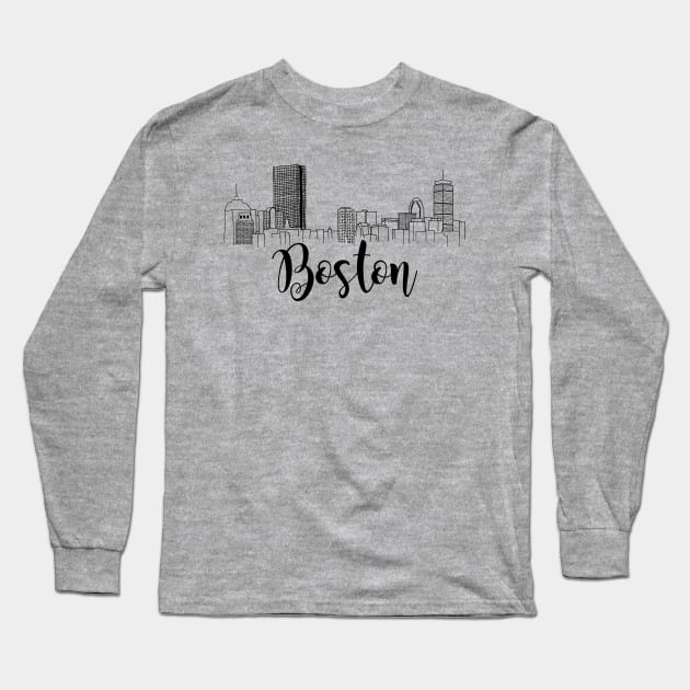 Boston Skyline 4 Long Sleeve T-Shirt by doodlesbydani